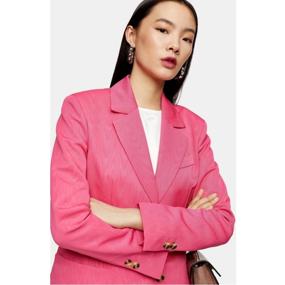 TOPSHOP Pink Moire Grandad Blazer - Picture 3 of 16